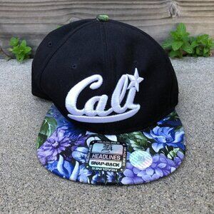HEADLINES CALI Snapback Hat Men's Black California Foral Bill Cap One Si…​